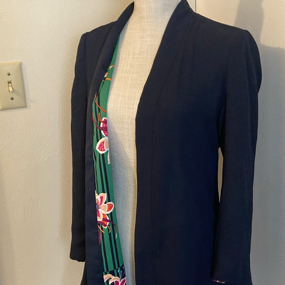 Chicos Reversible Jacket Floral and Solid Color